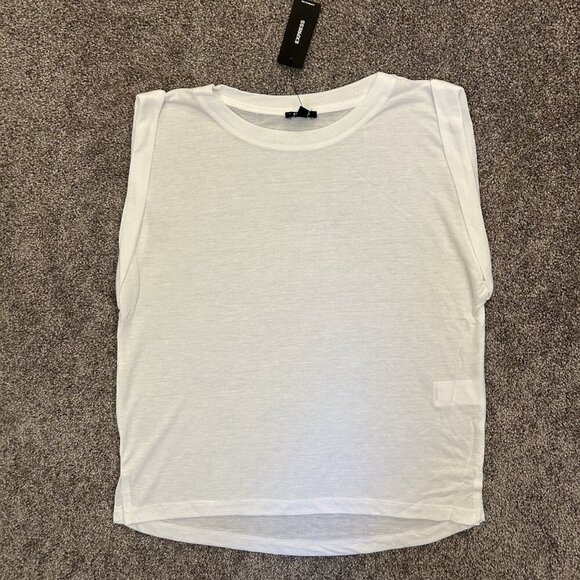 Express Women's Linen Blend Crew Neck Muscle Tank White Size XS NWT $34 - Picture 5 of 15